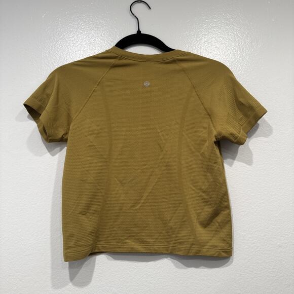 Lululemon Cropped Swiftly Top Women’s Short Sleeve Run Gym Gold Brown Color - Picture 4 of 4